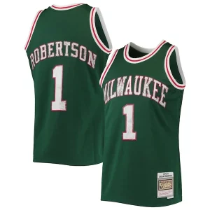 Atractivo Hermoso Original Oscar Robertson Milwaukee Bucks 1996/97 Hardwood Classics NBA 75th Anniversary Diamond Swingman Jersey Green