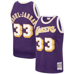 Atractivo Kareem Abdul Jabbar Los Angeles Lakers Hardwood Classics Swingman Jersey Purple/Gold