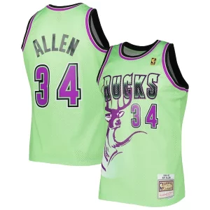 Atractivo Práctico Ray Allen Milwaukee Bucks 1996 97 Hardwood Classics Reload 3.0 Swingman Jersey Green