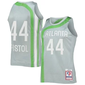 Bonito Lujoso Pete Maravich Atlanta Hawks 75th Anniversary 1971/72 Hardwood Classics Swingman Jersey Silver
