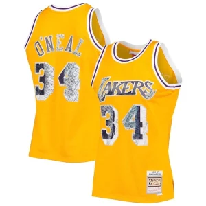 Bonito Magnífico Robusto Shaquille O'Neal Los Angeles Lakers 1996 97 Hardwood Classics NBA 75th Anniversary Diamond Swingman Jersey Gold