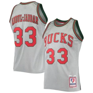 Clásico Bonito Único Kareem Abdul Jabbar Milwaukee Bucks 75th Anniversary 1971/72 Hardwood Classics Swingman Jersey Silver