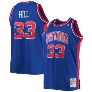 Clásico Chulo Grant Hill Detroit Pistons 1995/96 Big & Tall Hardwood Classics Swingman Jersey Blue