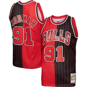 Clásico Dennis Rodman Chicago Bulls Hardwood Classics 1995/96 Split Swingman Jersey Red/Black