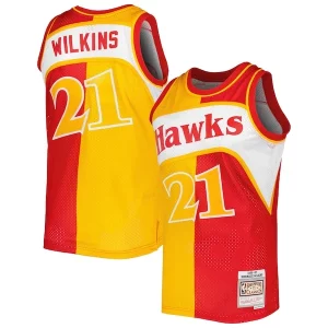 Clásico Fantástico Dominique Wilkins Atlanta Hawks Hardwood Classics 1986/87 Split Swingman Jersey Yellow/Red
