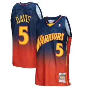 Clásico Hermoso Original Baron Davis Golden State Warriors 2006/07 Hardwood Classics Fadeaway Swingman Player Jersey Navy/Orange