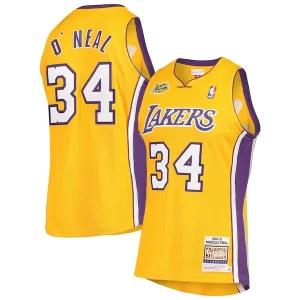 Clásico Perfecto Chulo Shaquille O'Neal Los Angeles Lakers 2000 NBA Finals Hardwood Classics Authentic Jersey Gold
