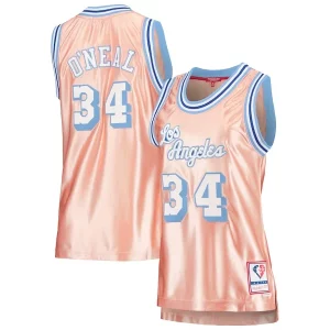 Comodo Chulo Shaquille O'Neal Los Angeles Lakers Women's 75th Anniversary Rose Gold 1996 Swingman Jersey Pink