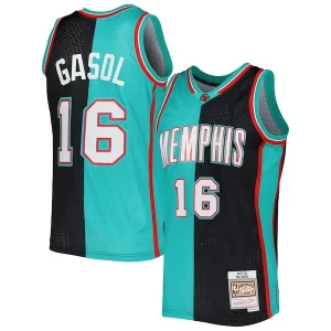 Comodo Duradero Pau Gasol Memphis Grizzlies Hardwood Classics 2001/02 Split Swingman Jersey Black/Turquoise