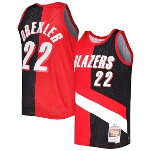 Comodo Increíble Clyde Drexler Portland Trail Blazers Hardwood Classics 1991/92 Split Swingman Jersey Red/Black