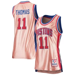 Comodo Isiah Thomas Detroit Pistons Women's 75th Anniversary Rose Gold 1982 Swingman Jersey Pink