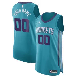 Cool Charlotte Hornets Jordan Brand Authentic Custom Jersey Teal Icon Edition