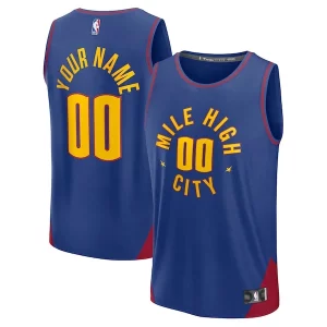 Cool Denver Nuggets Fast Break Custom Jersey Statement Edition Blue/Navy