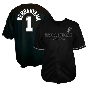 Cool Victor Wembanyama San Antonio Spurs Profile Big & Tall Name & Number Button Up Jersey Black