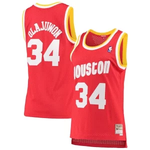 Delicioso Exquisito Hakeem Olajuwon Houston Rockets Women's 1993/94 Hardwood Classics Swingman Jersey Red/Navy