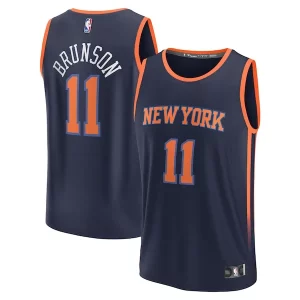 Duradero Clásico Resistente Jalen Brunson New York Knicks Fast Break Replica Player Jersey Statement Edition Navy