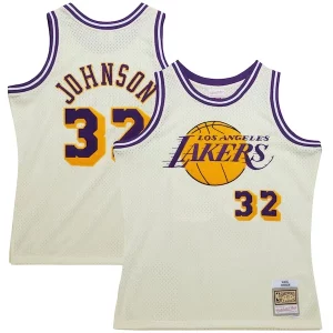 Elegante Exquisito Magic Johnson Los Angeles Lakers Chainstitch Swingman Jersey Cream