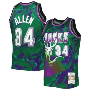 Encantador Ray Allen Milwaukee Bucks 1996/97 Hardwood Classics Marble Swingman Jersey Green
