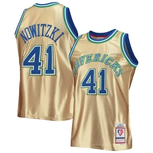 Exquisito Dirk Nowitzki Dallas Mavericks 75th Anniversary 1998/99 Hardwood Classics Swingman Jersey Gold