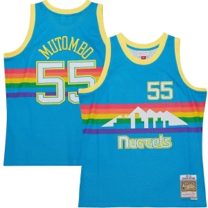Exquisito Increíble Dikembe Mutombo Denver Nuggets Hardwood Classics 1991/92 Tropical Swingman Jersey Blue