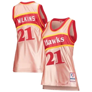 Exquisito Moderno Dominique Wilkins Atlanta Hawks Women's 75th Anniversary Rose Gold 1986 Swingman Jersey Pink