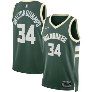 Fácil de llevar Giannis Antetokounmpo Milwaukee Bucks Nike Unisex Swingman Jersey Icon Edition Hunter Green/White