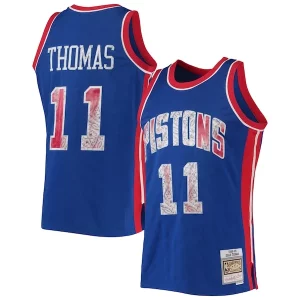 Fantástico Estupendo Isiah Thomas Detroit Pistons 1988/89 Hardwood Classics NBA 75th Anniversary Diamond Swingman Jersey Blue
