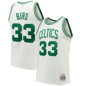 Fantástico Larry Bird Boston Celtics Hardwood Classics 1985/86 Swingman Jersey White/Kelly Green