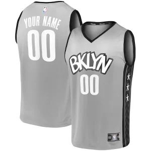 Fantástico Magnífico Brooklyn Nets Youth Custom Fast Break Replica Jersey Gray Statement Edition