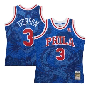 Fantástico Maravilloso Encantador Allen Iverson Philadelphia 76ers 1996/97 Hardwood Classics Asian Heritage 6.0 Swingman Throwback Player Jersey Royal