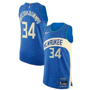 Genial Duradero Nike Giannis Antetokounmpo Milwaukee Bucks Authentic Jersey City Edition Blue