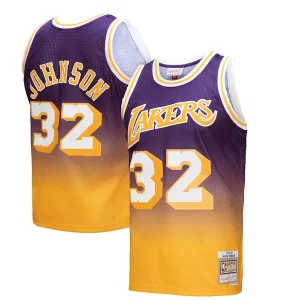 Genial Ideal Magic Johnson Los Angeles Lakers 1984/85 Hardwood Classics Fadeaway Swingman Player Jersey Gold/Purple