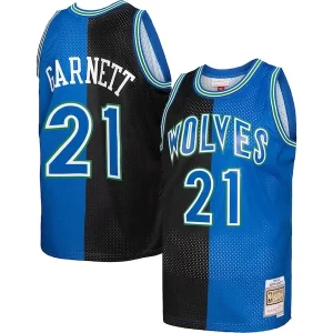 Hermoso Delicioso Duradero Kevin Garnett Minnesota Timberwolves Hardwood Classics 1995/96 Split Swingman Jersey Black/Blue