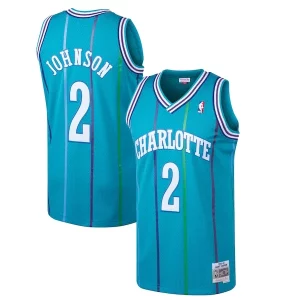 Hermoso Estupendo Fantástico Larry Johnson Charlotte Hornets 1992/93 Hardwood Classics Swingman Jersey Teal