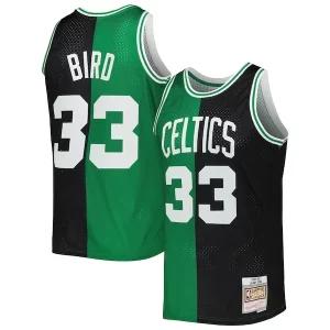 Hermoso Larry Bird Boston Celtics Hardwood Classics 1985/86 Split Swingman Jersey Black/Kelly Green