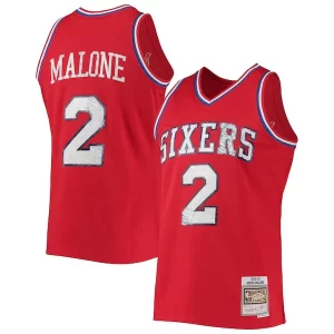 Hermoso Moses Malone Philadelphia 76ers 1982/83 Hardwood Classics NBA 75th Anniversary Diamond Swingman Jersey Red