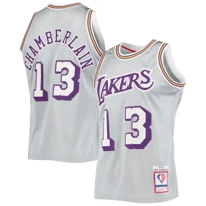 Hermoso Original Genial Wilt Chamberlain Los Angeles Lakers 75th Anniversary 1971/72 Hardwood Classics Swingman Jersey Silver