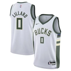 Hermoso Único Damian Lillard Milwaukee Bucks Nike Youth Swingman Jersey Association Edition White
