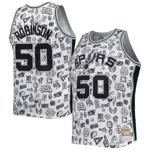Ideal David Robinson San Antonio Spurs 1998/99 Hardwood Classics Doodle Swingman Player Jersey White