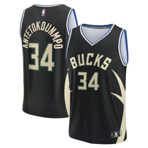 Ideal Giannis Antetokounmpo Milwaukee Bucks Fast Break Replica Player Jersey Statement Edition Black