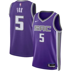 Increíble Estupendo Delicioso De'Aaron Fox Sacramento Kings Nike Unisex Swingman Jersey Icon Edition Purple
