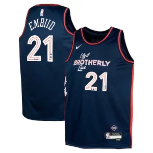 Increíble Joel Embiid Philadelphia 76ers Nike Youth Swingman Replica Jersey City Edition Navy