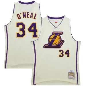 Increíble Práctico Shaquille O'Neal Los Angeles Lakers Chainstitch Swingman Jersey Cream