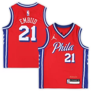 Lujoso Magnífico Joel Embiid Philadelphia 76ers Jordan Brand Preschool 2022/23 Replica Jersey Statement Edition Red