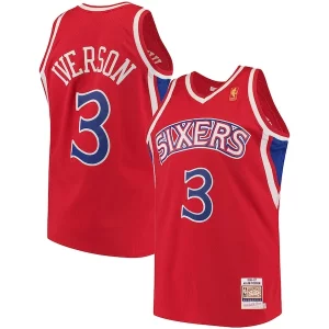 Magnífico Allen Iverson Philadelphia 76ers 1996/97 Hardwood Classics Authentic Jersey Red/Black/White