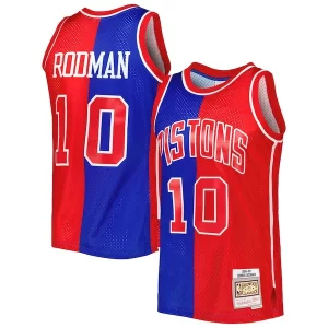 Magnífico Estupendo Dennis Rodman Detroit Pistons Hardwood Classics 1988/89 Split Swingman Jersey Blue/Red