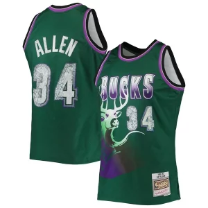 Magnífico Increíble Ray Allen Milwaukee Bucks 1996/97 Hardwood Classics NBA 75th Anniversary Diamond Swingman Jersey Green