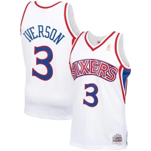 Maravilloso Allen Iverson Philadelphia 76ers 1996/97 Hardwood Classics Swingman Jersey White/Red/Royal/Black