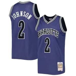 Maravilloso Cool Elegante Larry Johnson Charlotte Hornets 1994/95 Hardwood Classics Off Court Swingman Jersey Purple
