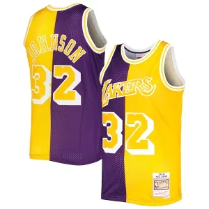 Maravilloso Duradero Magic Johnson Los Angeles Lakers Hardwood Classics 1984/85 Split Swingman Jersey Purple/Gold